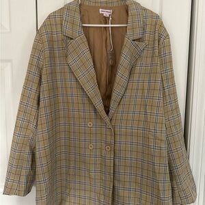 ASOS Curve Tan Plaid Blazer